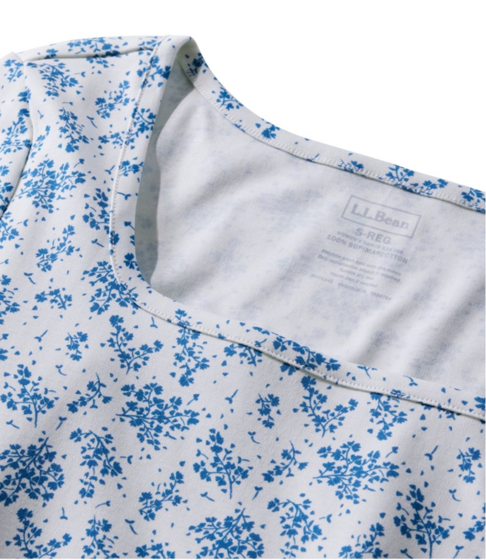 Women's Pima Cotton Tee, Soft Squareneck Elbow-Sleeve / L.L.Bean