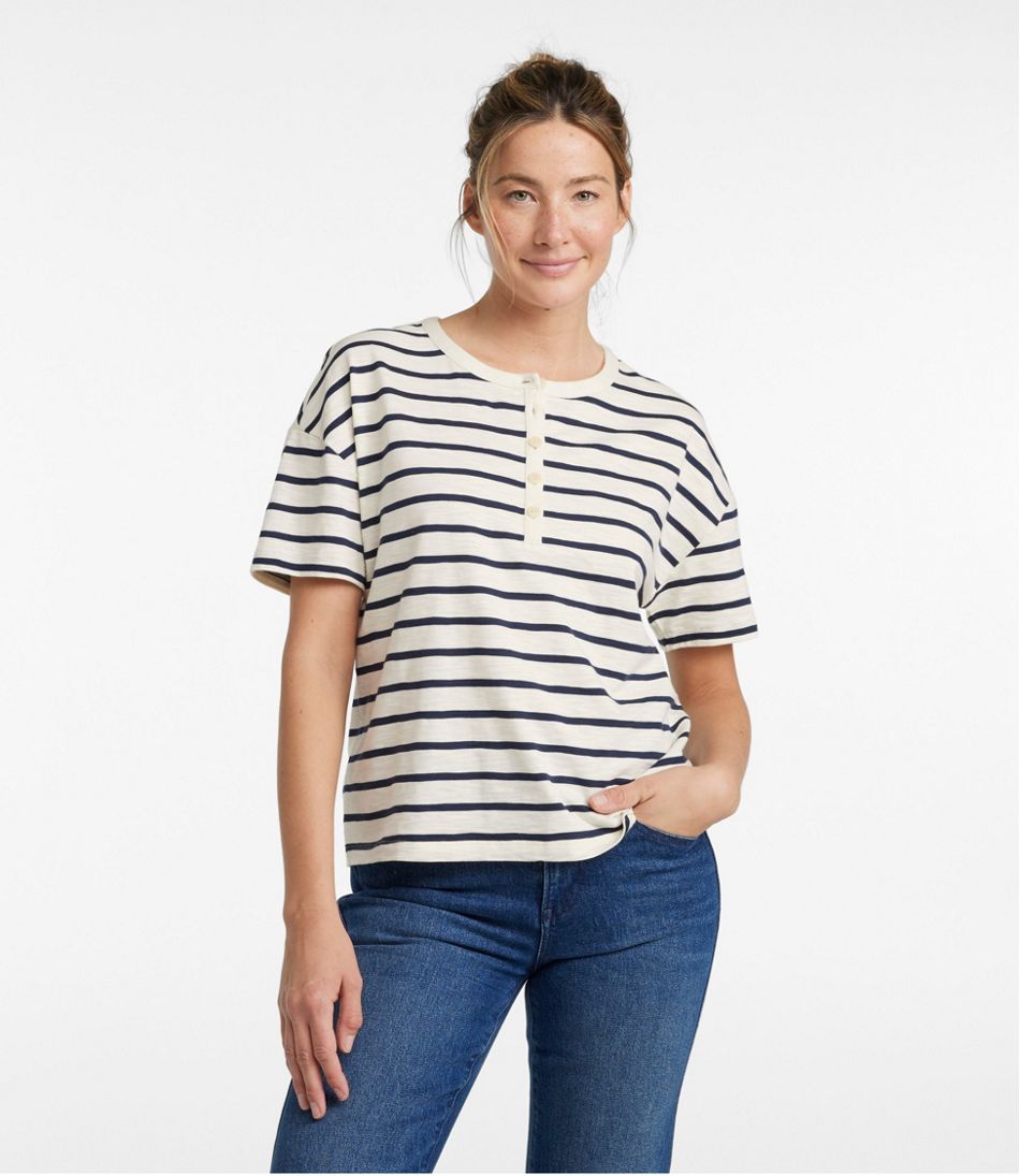 Women's Signature Slub Tee, Short-Sleeve Henley Novelty / L.L.Bean
