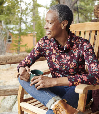 Women's Pima Cotton Tee, Long-Sleeve Cowlneck Print / L.L.Bean