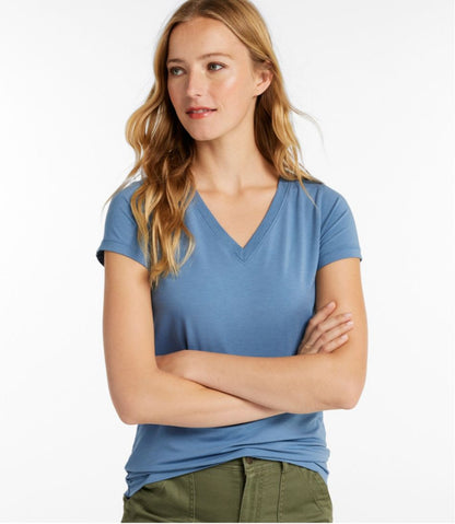 Women's Soft Stretch Supima-Blend Tee, Short-Sleeve V-Neck / L.L.Bean