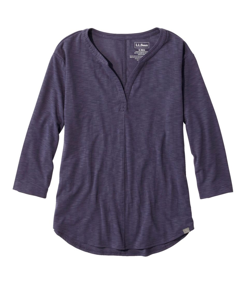 Women's Streamside Tee, Three-Quarter-Sleeve Splitneck / L.L.Bean