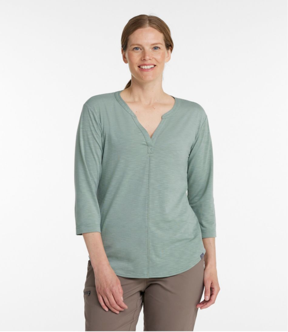 Women's Streamside Tee, Three-Quarter-Sleeve Splitneck / L.L.Bean