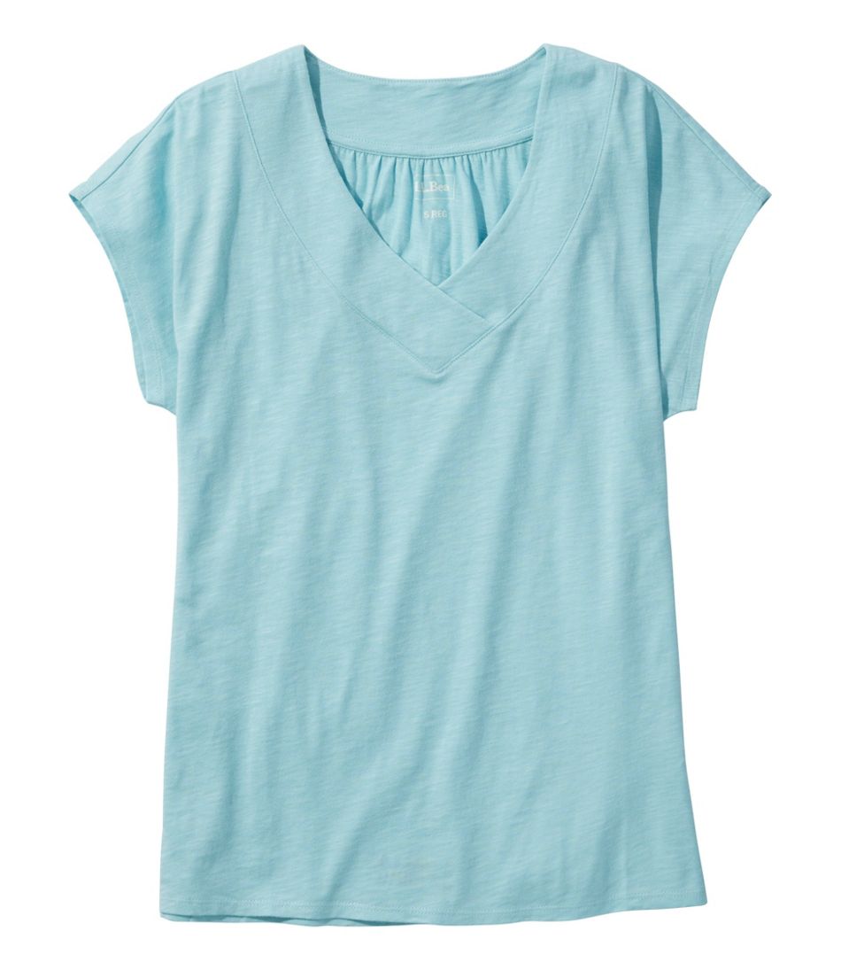 Women's Organic Cotton Tee, V-Neck Cap-Sleeve / L.L.Bean
