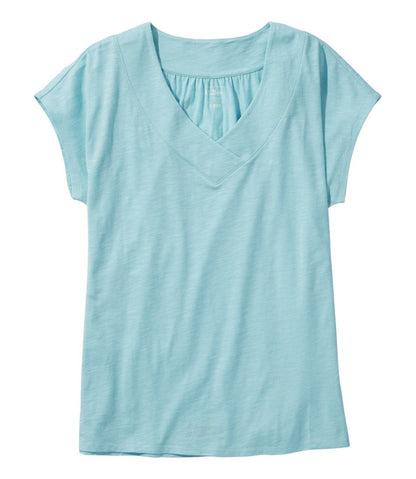 Women's Organic Cotton Tee, V-Neck Cap-Sleeve / L.L.Bean