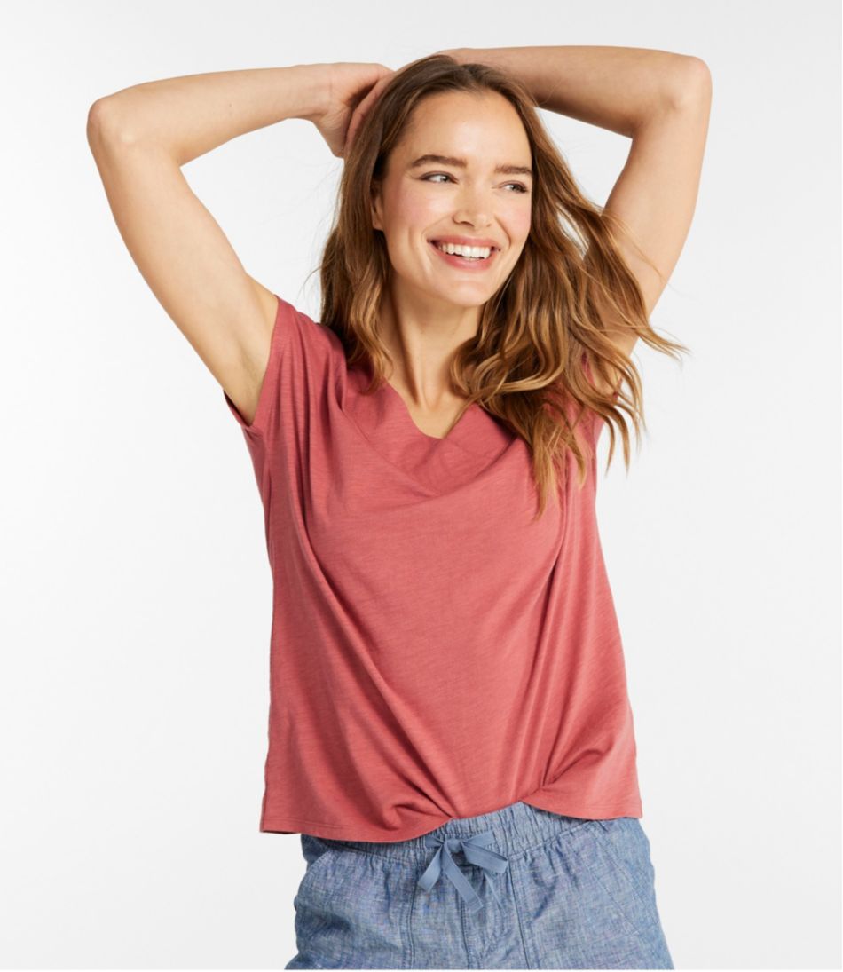 Women's Organic Cotton Tee, V-Neck Cap-Sleeve / L.L.Bean