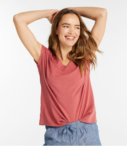 Women's Organic Cotton Tee, V-Neck Cap-Sleeve / L.L.Bean