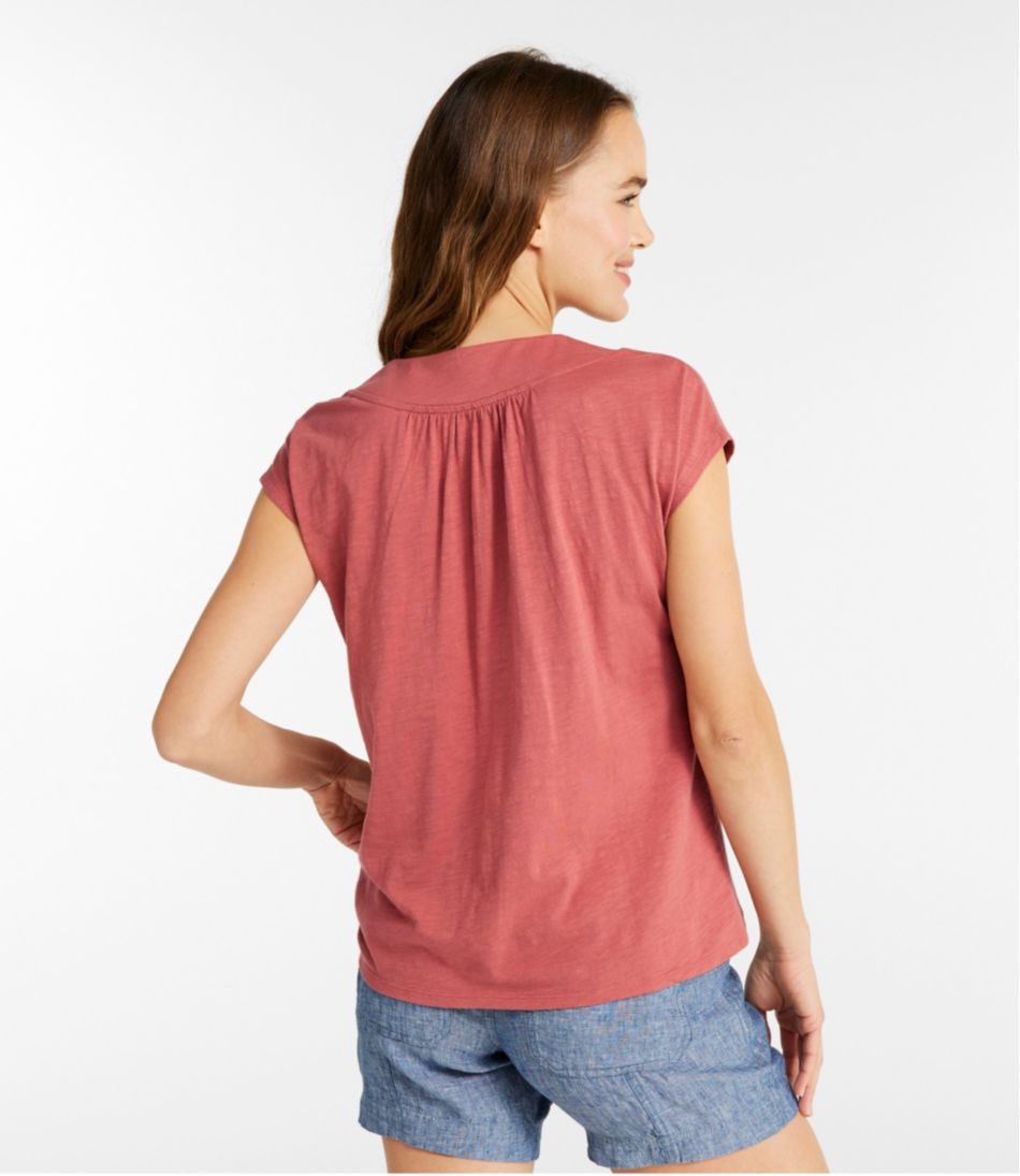 Women's Organic Cotton Tee, V-Neck Cap-Sleeve / L.L.Bean