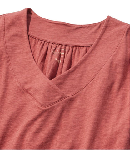 Women's Organic Cotton Tee, V-Neck Cap-Sleeve / L.L.Bean