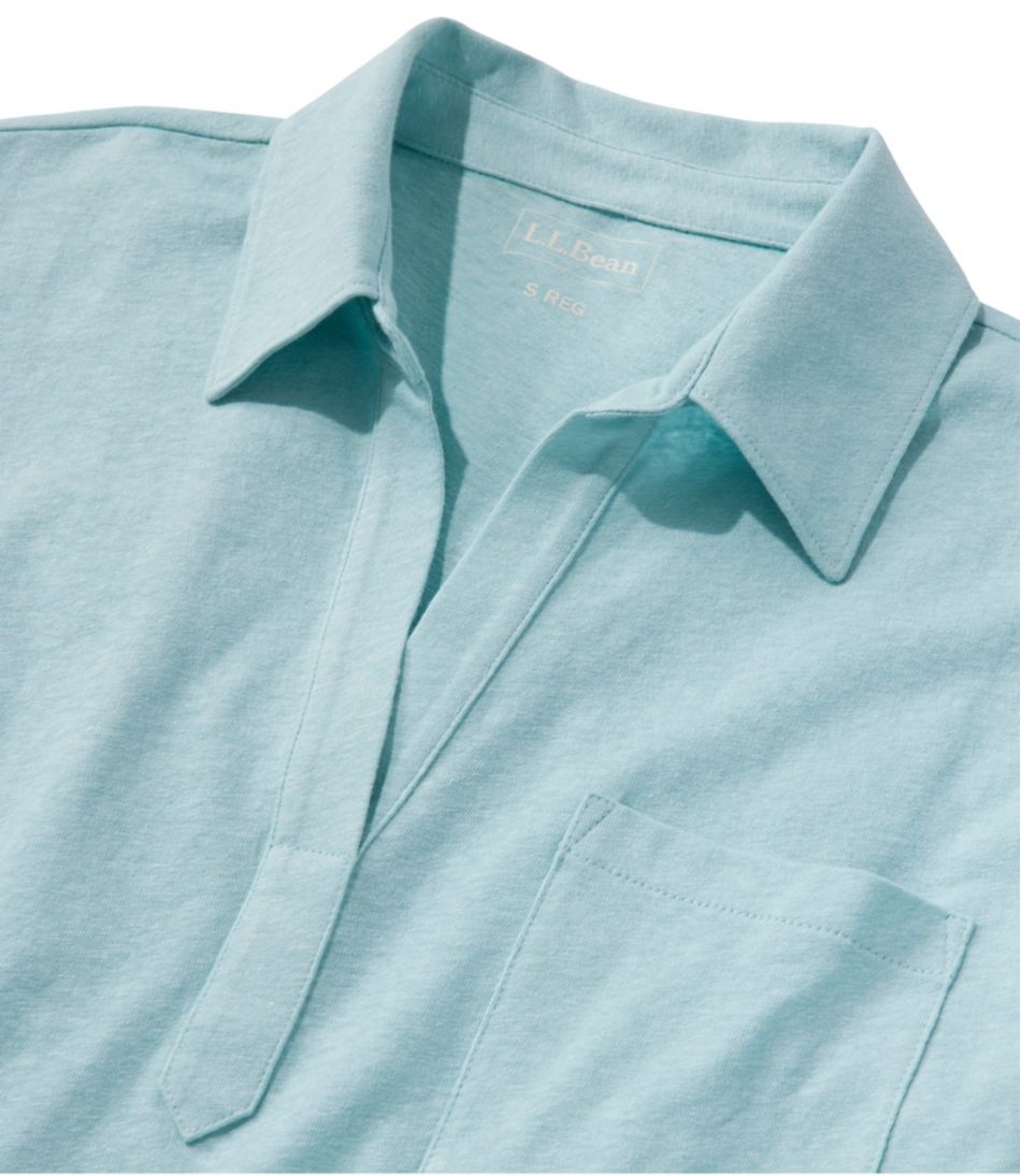 Women's Linen/Cotton Tee, Three-Quarter-Sleeve Splitneck Polo / L.L.Bean