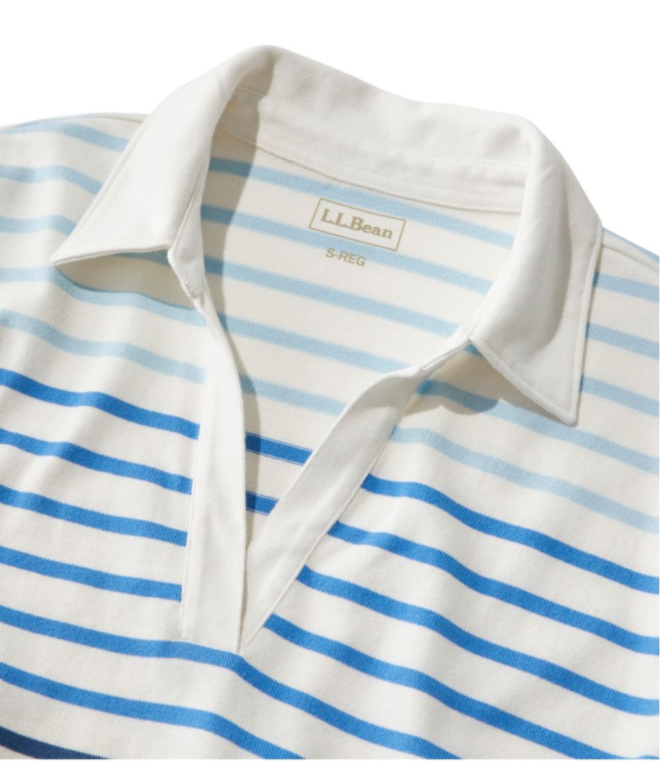 Women's Heritage Mariner Top, Splitneck Polo Three-Quarter-Sleeve Stripe / L.L.Bean