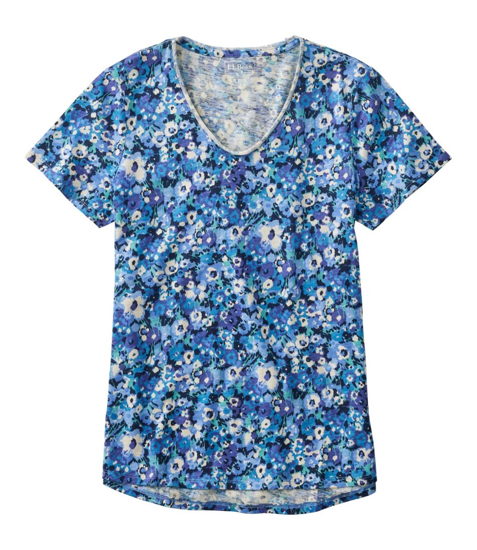 Women's Organic Cotton Tee, V-Neck Short-Sleeve Print / L.L.Bean