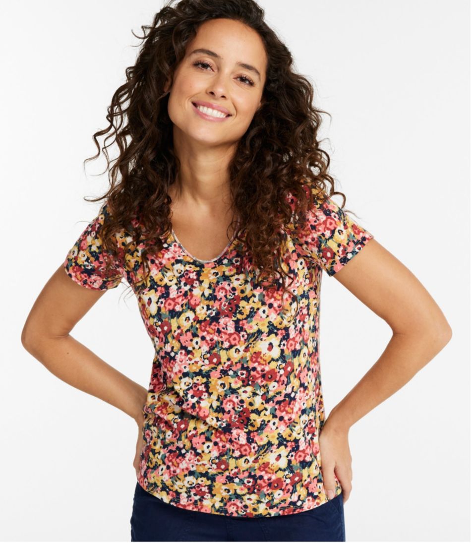 Women's Organic Cotton Tee, V-Neck Short-Sleeve Print / L.L.Bean
