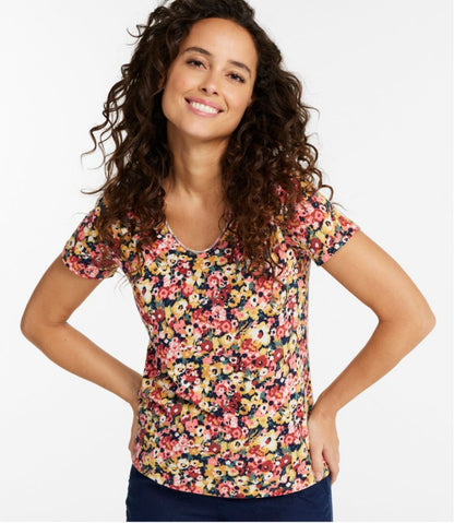 Women's Organic Cotton Tee, V-Neck Short-Sleeve Print / L.L.Bean
