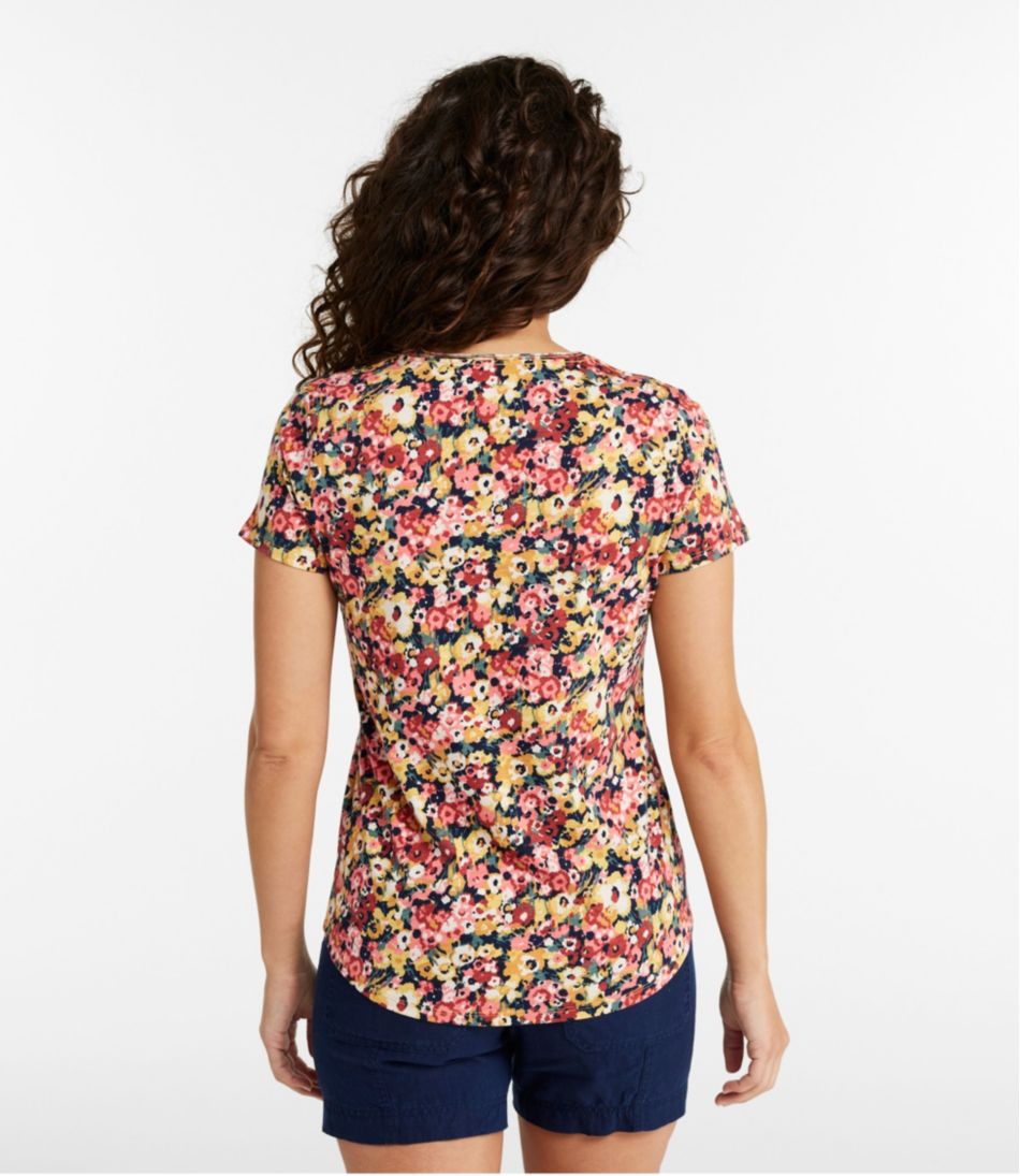 Women's Organic Cotton Tee, V-Neck Short-Sleeve Print / L.L.Bean