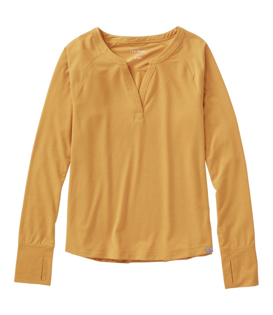 Women's Ribbed Performance Tee, Long-Sleeve Splitneck / L.L.Bean