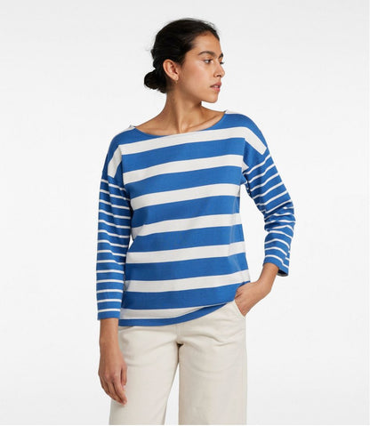 Women's Heritage Mariner Top, Boatneck Three-Quarter-Sleeve Blocked Stripe / L.L.Bean
