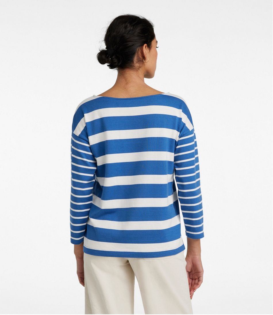 Women's Heritage Mariner Top, Boatneck Three-Quarter-Sleeve Blocked Stripe / L.L.Bean
