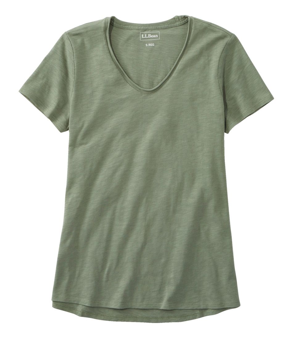 Women's Organic Cotton Tee, V-Neck Short-Sleeve / L.L.Bean