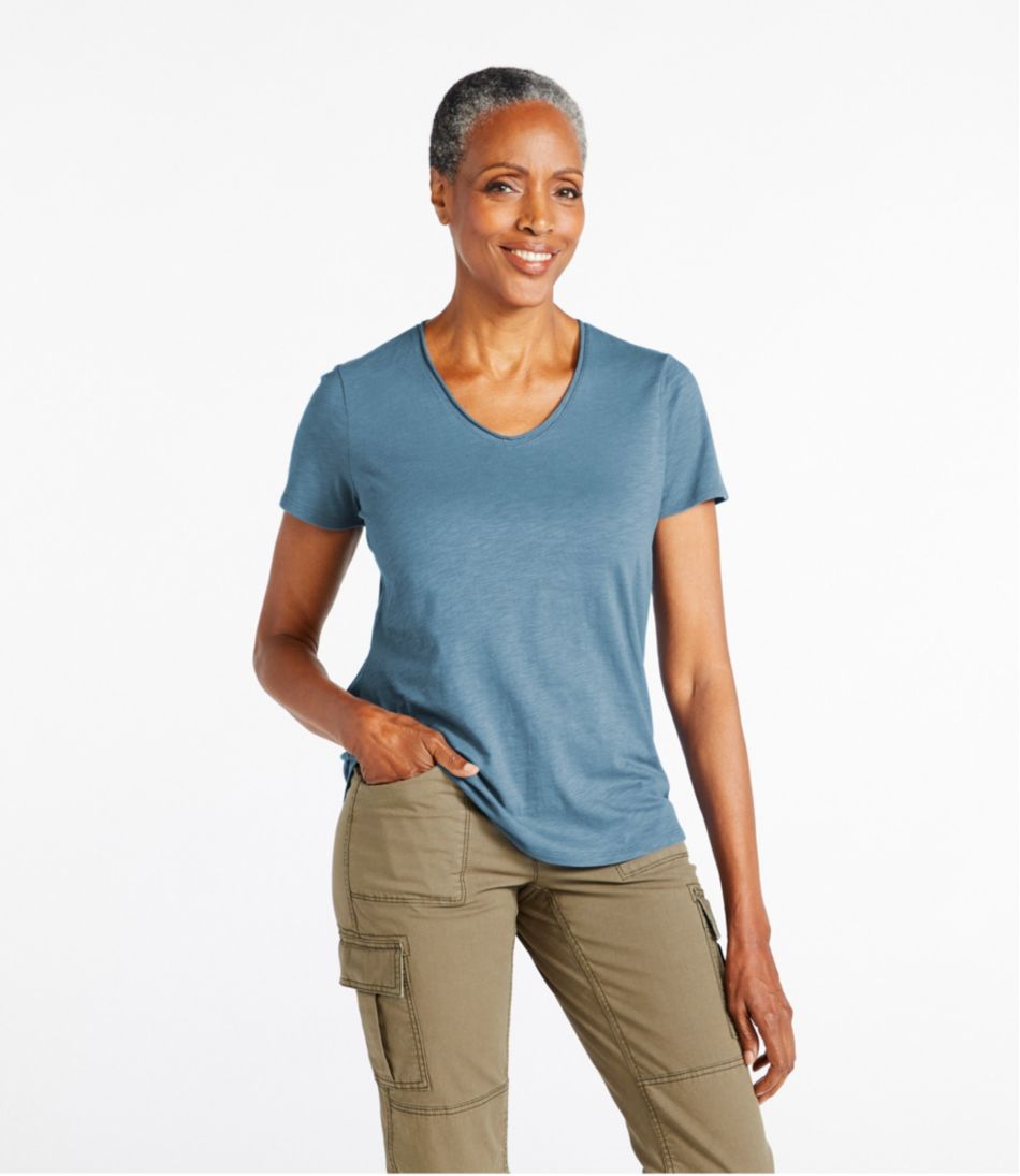 Women's Organic Cotton Tee, V-Neck Short-Sleeve / L.L.Bean