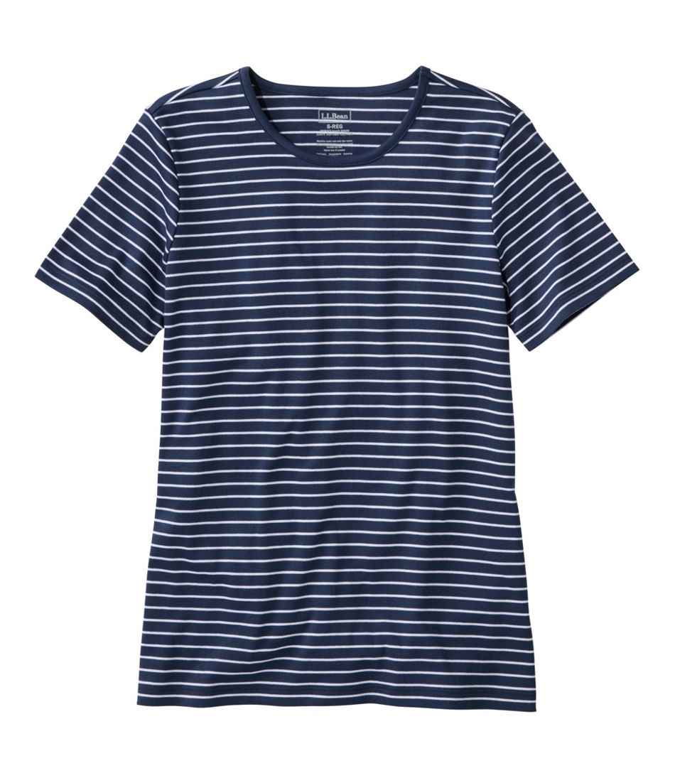 Women's Pima Cotton Tee, Short-Sleeve Crewneck Stripe / L.L.Bean
