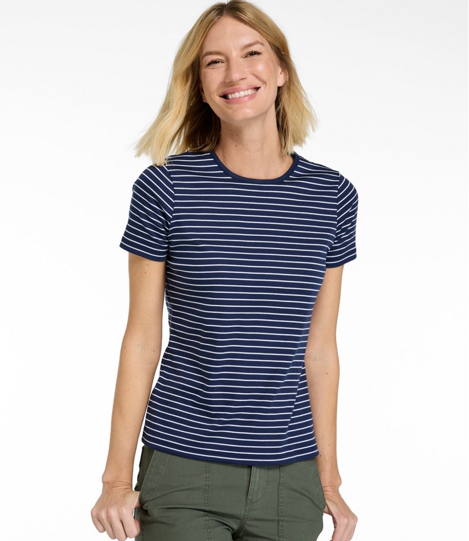 Women's Pima Cotton Tee, Short-Sleeve Crewneck Stripe / L.L.Bean