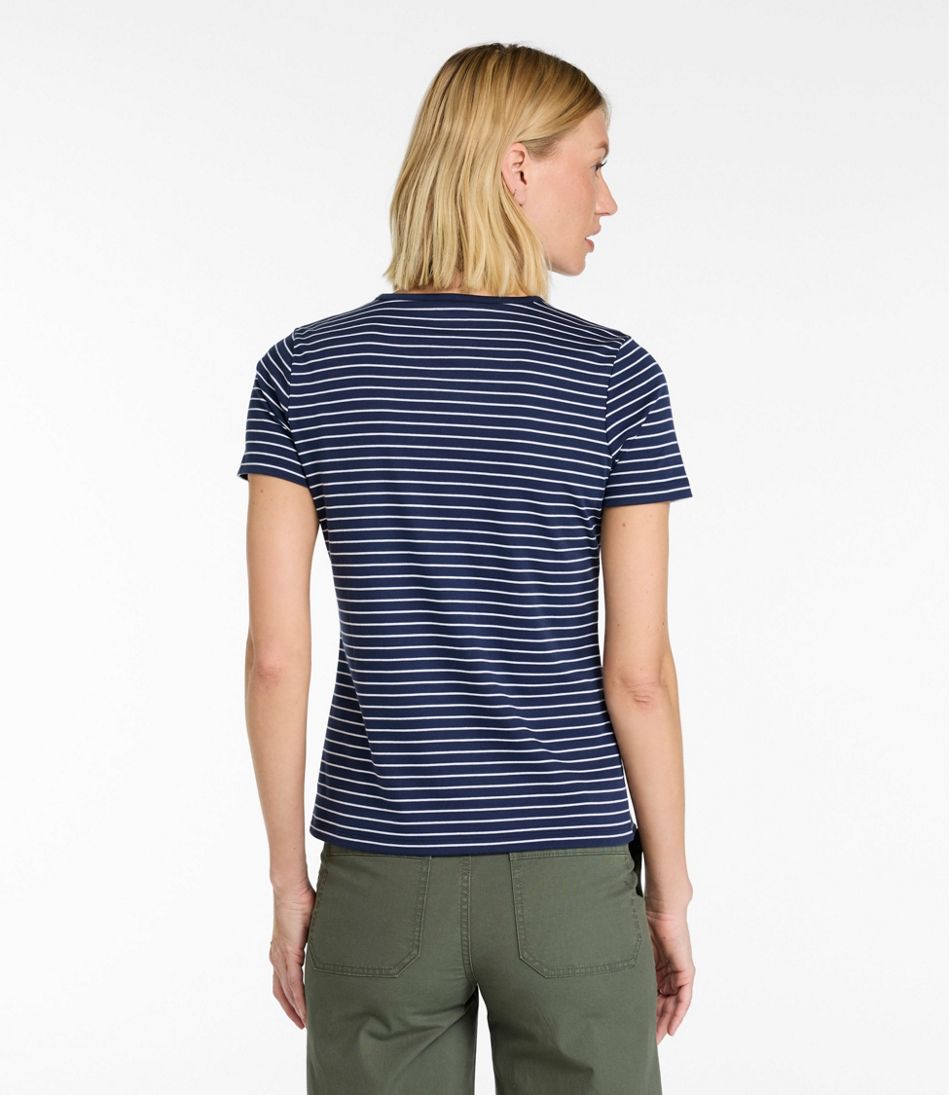 Women's Pima Cotton Tee, Short-Sleeve Crewneck Stripe / L.L.Bean