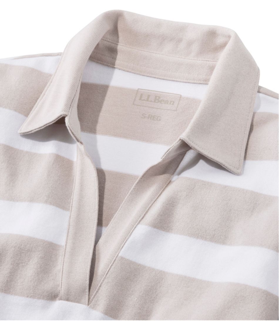 Women's Heritage Mariner Top, Splitneck Polo Three-Quarter-Sleeve, Block Stripe / L.L.Bean