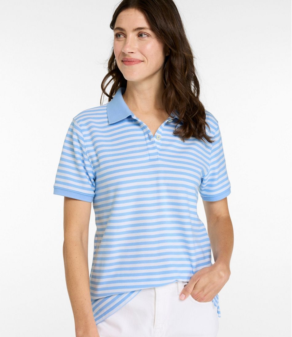 Women's Premium Double L Polo, Short-Sleeve Relaxed Fit Stripe / L.L.Bean