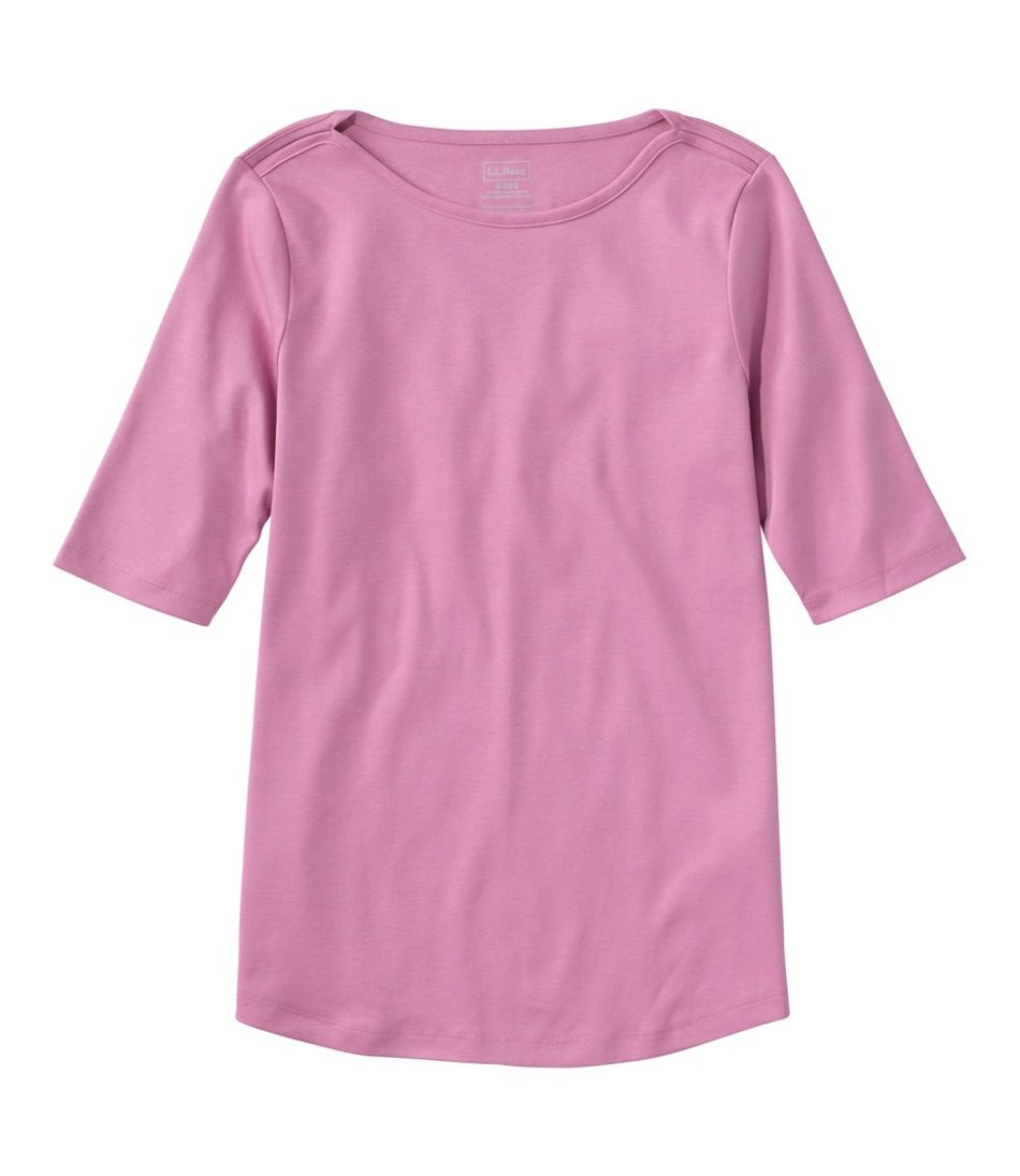 Women's Pima Cotton Tee, Elbow-Sleeve Boatneck / L.L.Bean