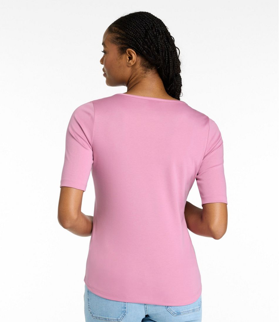 Women's Pima Cotton Tee, Elbow-Sleeve Boatneck / L.L.Bean