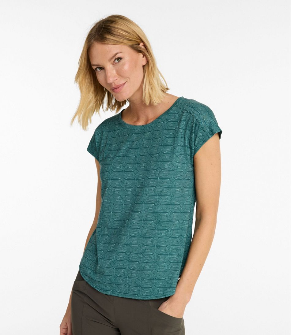 Women's Streamside Tee, Short-Sleeve Ruched Crew Print / L.L.Bean