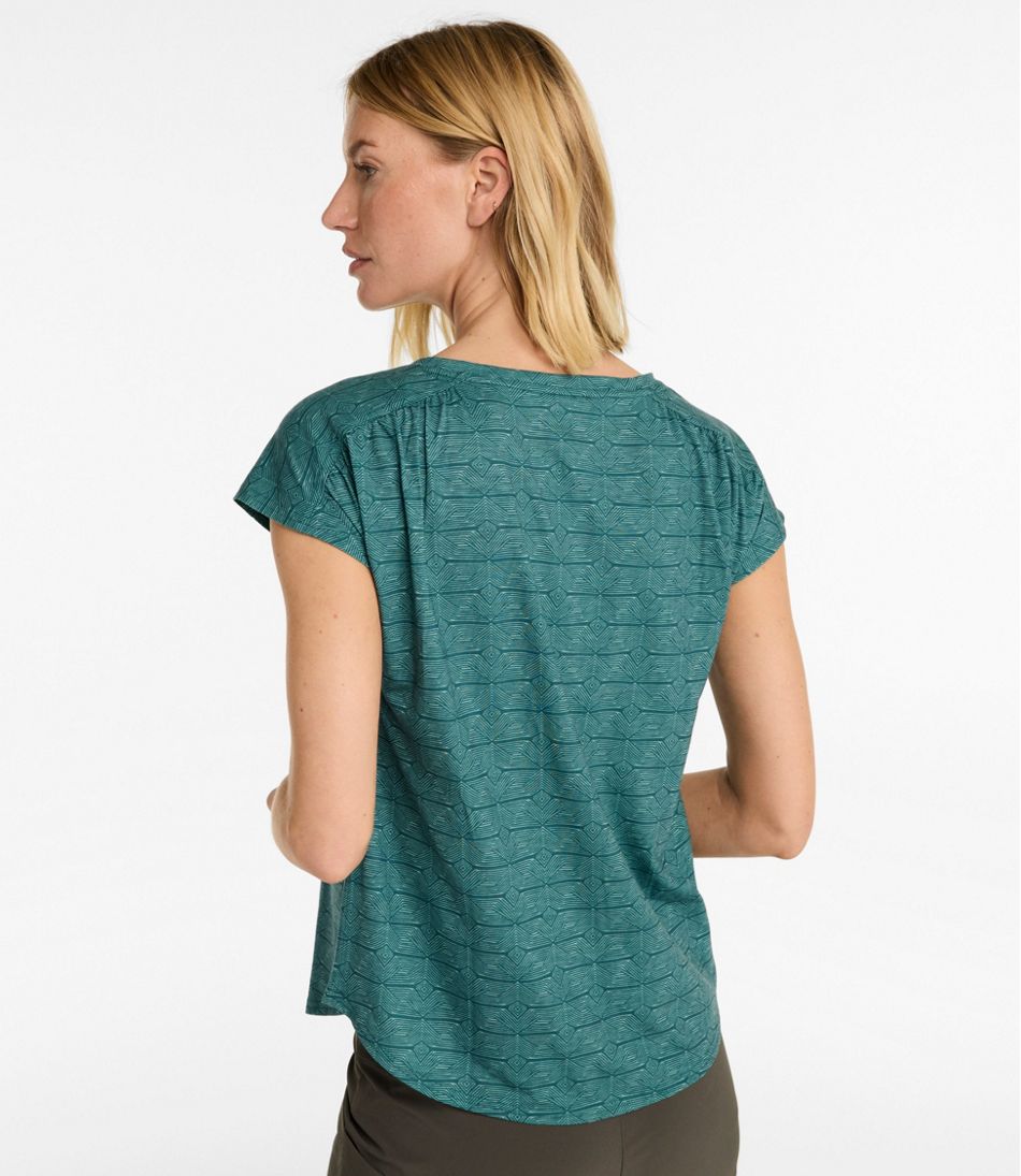 Women's Streamside Tee, Short-Sleeve Ruched Crew Print / L.L.Bean