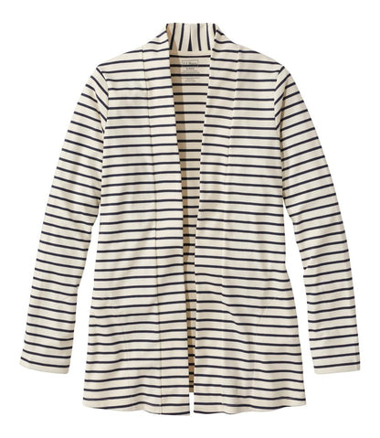 Women's Pima Cotton Open Cardigan, With Pockets Stripe / L.L.Bean