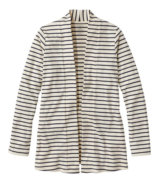 Women's Pima Cotton Open Cardigan, With Pockets Stripe / L.L.Bean