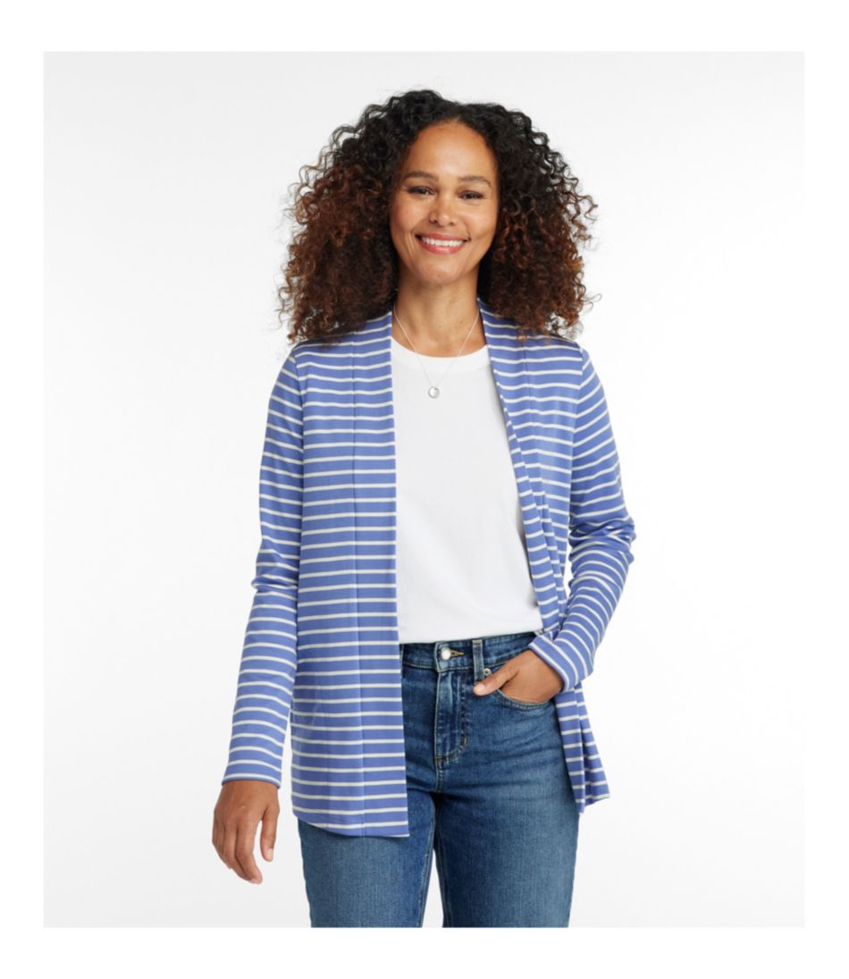 Women's Pima Cotton Open Cardigan, With Pockets Stripe / L.L.Bean