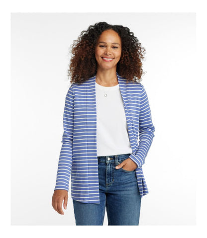 Women's Pima Cotton Open Cardigan, With Pockets Stripe / L.L.Bean