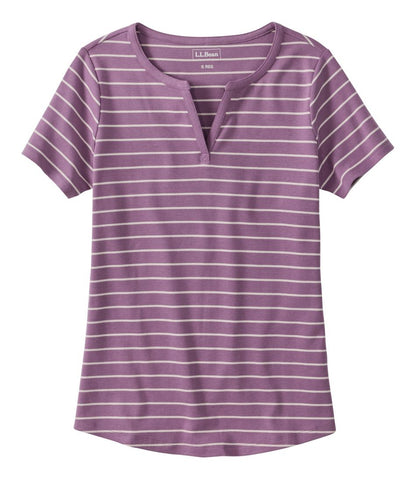 Women's Tee, Short-Sleeve Notch-Neck Stripe / L.L.Bean