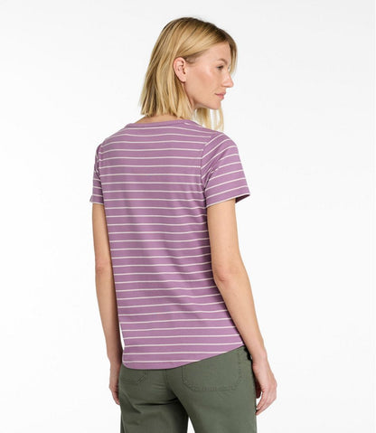 Women's Tee, Short-Sleeve Notch-Neck Stripe / L.L.Bean