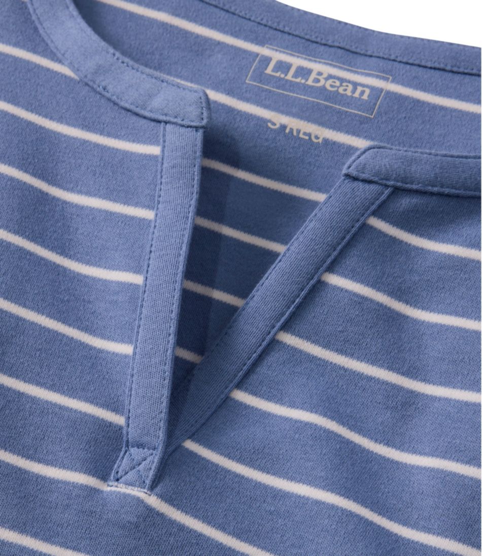 Women's Tee, Short-Sleeve Notch-Neck Stripe / L.L.Bean