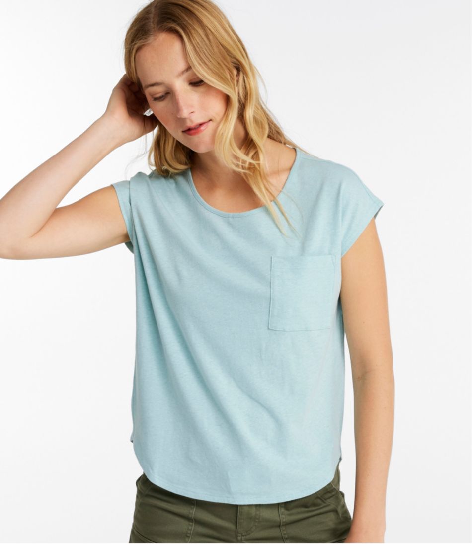 Women's Linen/Cotton Tee, Short-Sleeve Scoopneck / L.L.Bean