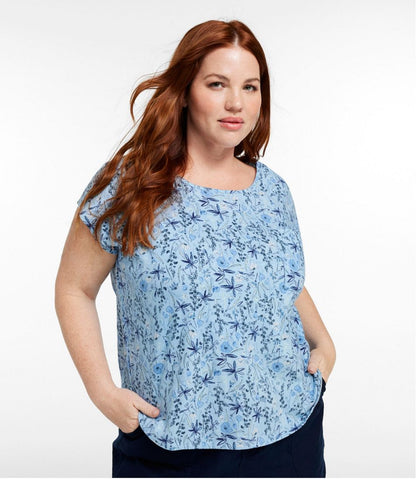 Women's Linen/Cotton Tee, Short-Sleeve Scoopneck Print / L.L.Bean