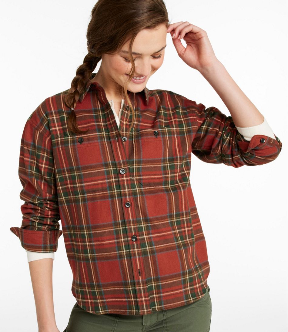Women's Scotch Plaid Flannel Shirt, Boyfriend / L.L.Bean