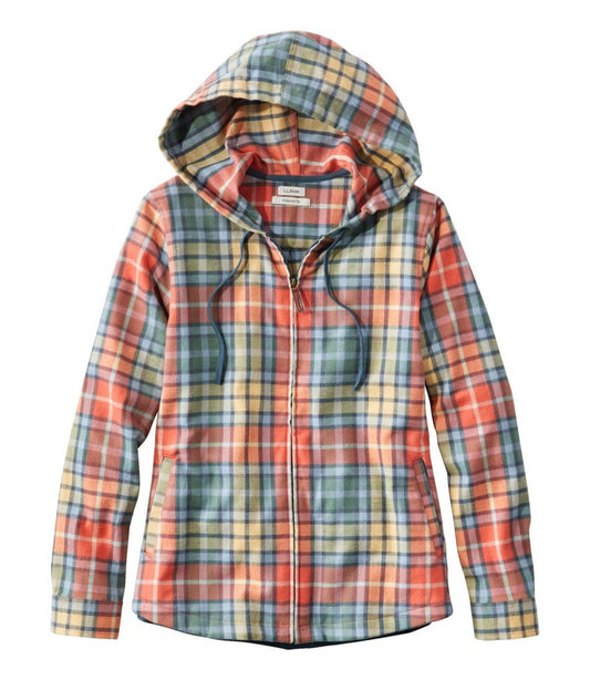 Women's Scotch Plaid Flannel Shirt, Relaxed Zip Hoodie / L.L.Bean