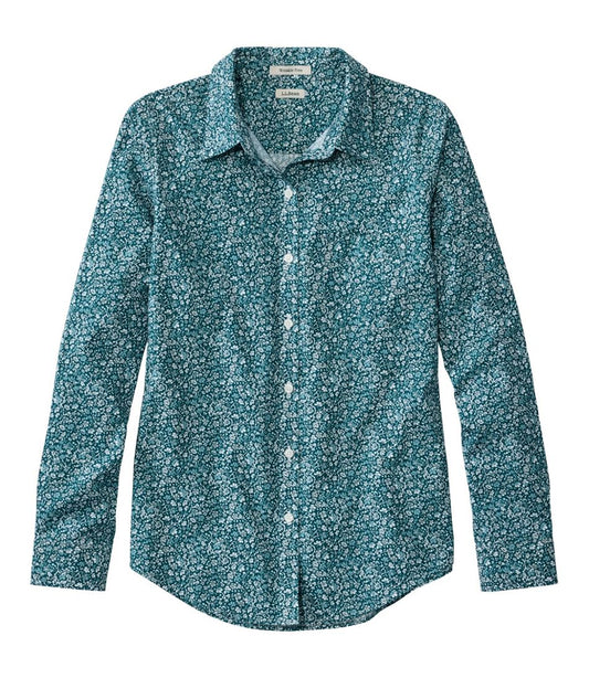 Women's Wrinkle-Free Pinpoint Oxford Shirt, Relaxed Fit Long-Sleeve Print / L.L.Bean