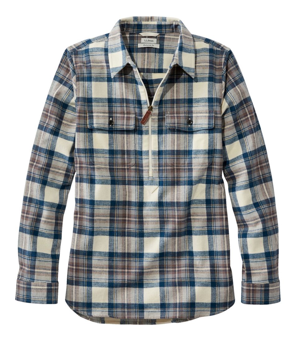 Women's Scotch Plaid Flannel Shirt, Quarter-Zip / L.L.Bean