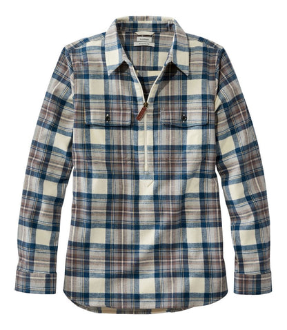 Women's Scotch Plaid Flannel Shirt, Quarter-Zip / L.L.Bean