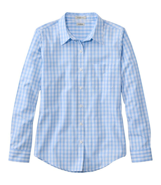 Women's Wrinkle-Free Pinpoint Oxford Shirt, Long-Sleeve Relaxed Fit Plaid / L.L.Bean