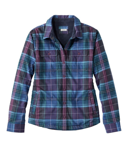 Women's Fleece-Lined Flannel Shirt, Snap-Front Plaid / L.L.Bean