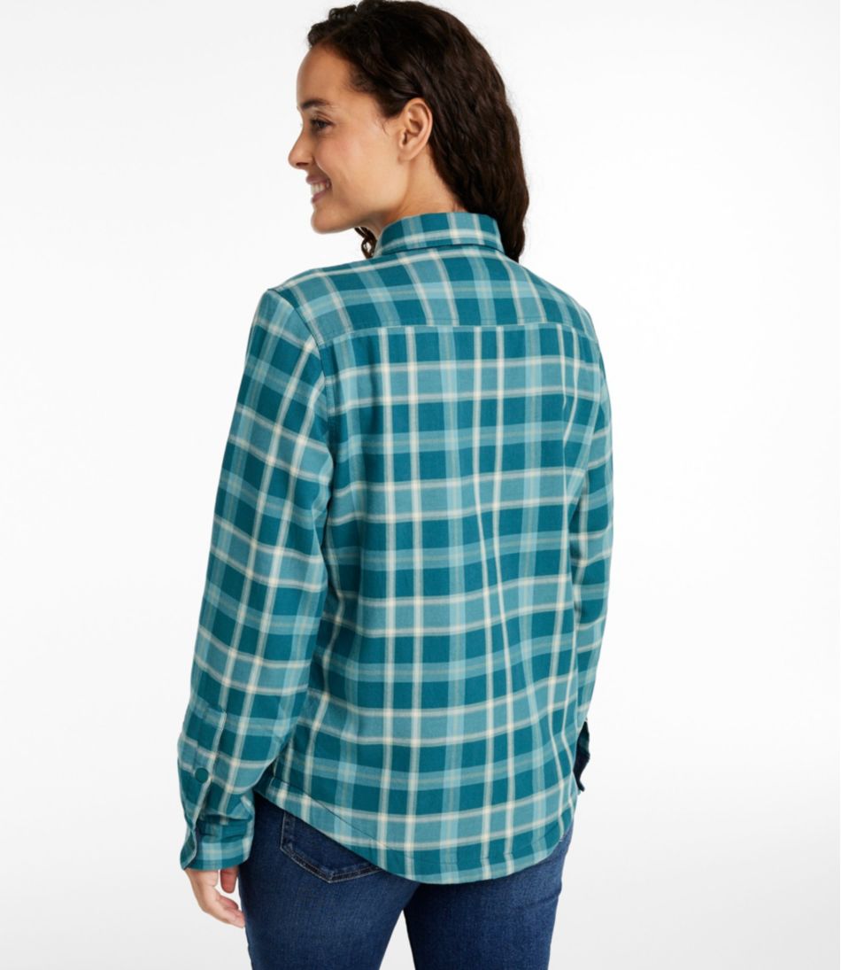 Women's Fleece-Lined Flannel Shirt, Snap-Front Plaid / L.L.Bean