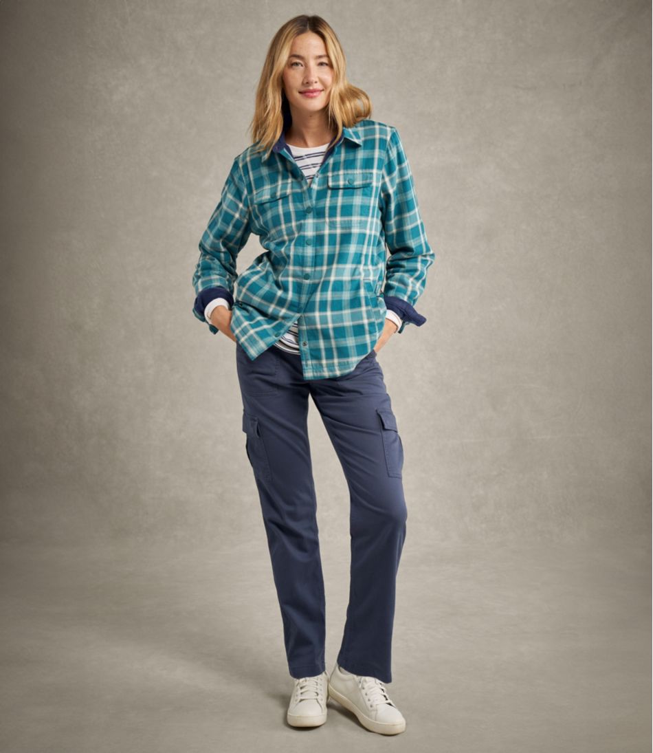 Women's Fleece-Lined Flannel Shirt, Snap-Front Plaid / L.L.Bean